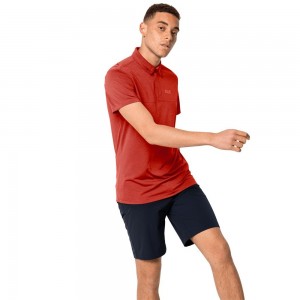 Camisa Polo Jack Wolfskin Jwp Hombre Naranjas Rojas | WE1974823