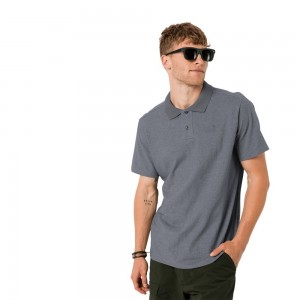 Camisa Polo Jack Wolfskin Pique Hombre Gris | NO3782546