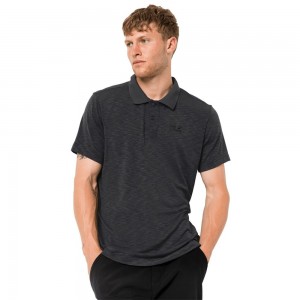 Camisa Polo Jack Wolfskin Travel Hombre Negras | DL2790186
