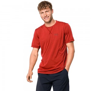 Camiseta Jack Wolfskin Crosstrail Hombre Naranjas Rojas | YB2945106