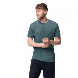 Camiseta Jack Wolfskin Ocean World Hombre Verde Claro | ZS4836512