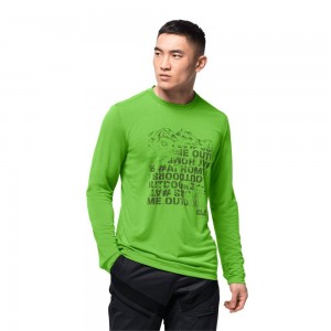 Camiseta funcional Jack Wolfskin Crosstrail Peak Longsleeve Hombre Verde | BS0571426