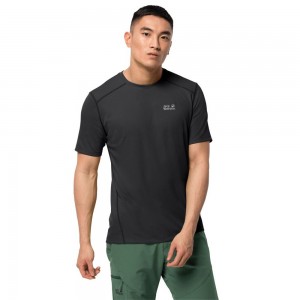Camiseta funcional Jack Wolfskin Sky Range Hombre Negras | JO3702498