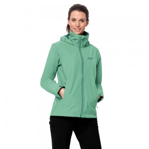 Chaqueta Impermeable Jack Wolfskin Evandale Mujer Verde | ZE1654789