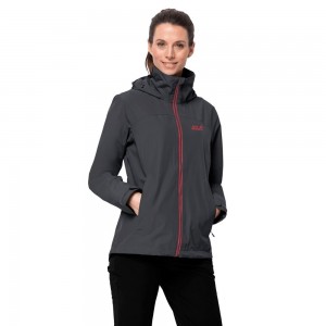 Chaqueta Impermeable Jack Wolfskin Evandale Mujer Negras | MY1395276