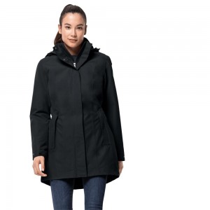 Chaqueta Impermeable Jack Wolfskin Madison Avenue Mujer Negras | PW5348217