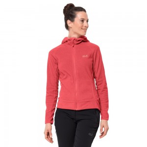 Chaquetas De Lana Jack Wolfskin Arco Mujer Rojas Rayadas | CF7361598