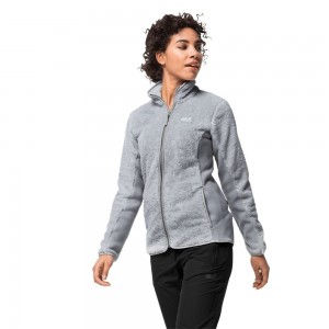 Chaquetas De Lana Jack Wolfskin Pine Leaf Mujer Gris Rayadas | OA4168390