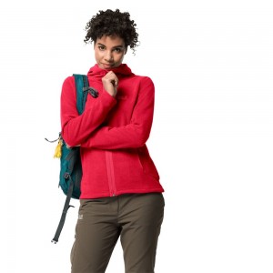 Chaquetas De Lana Jack Wolfskin Skywind Hooded Mujer Rojas | GV3870126