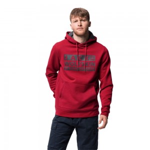 Jerséis Jack Wolfskin Brand Hoody Hombre Rojas Oscuro | HV4286019